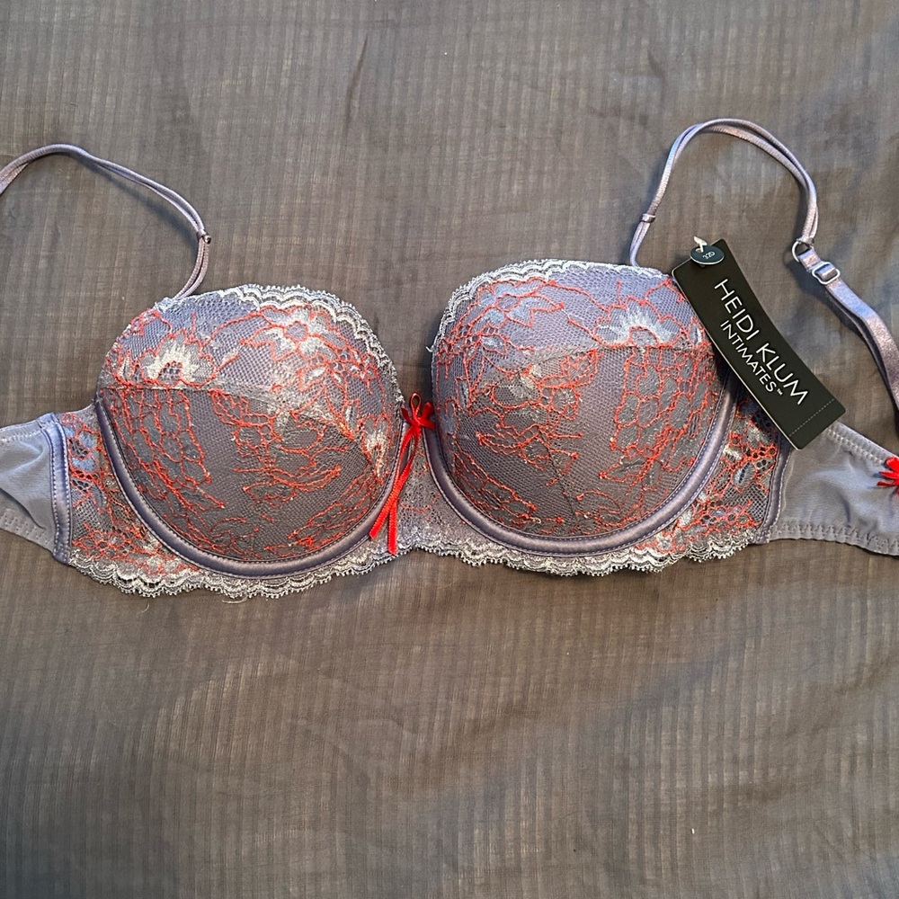 NWT! Heidi Klum Intimates Purple and Red Lace Bra